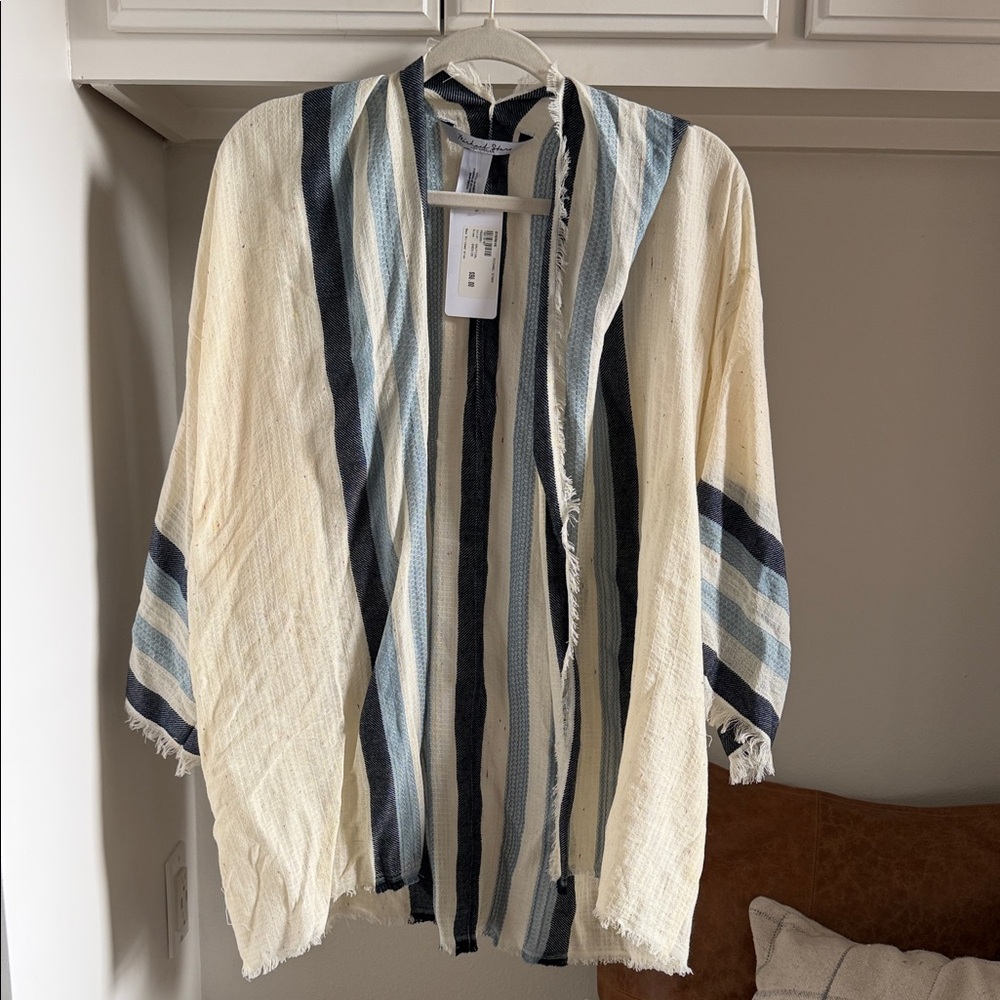 Michael Stars Evereve Striped Cream and Blue Women's Top